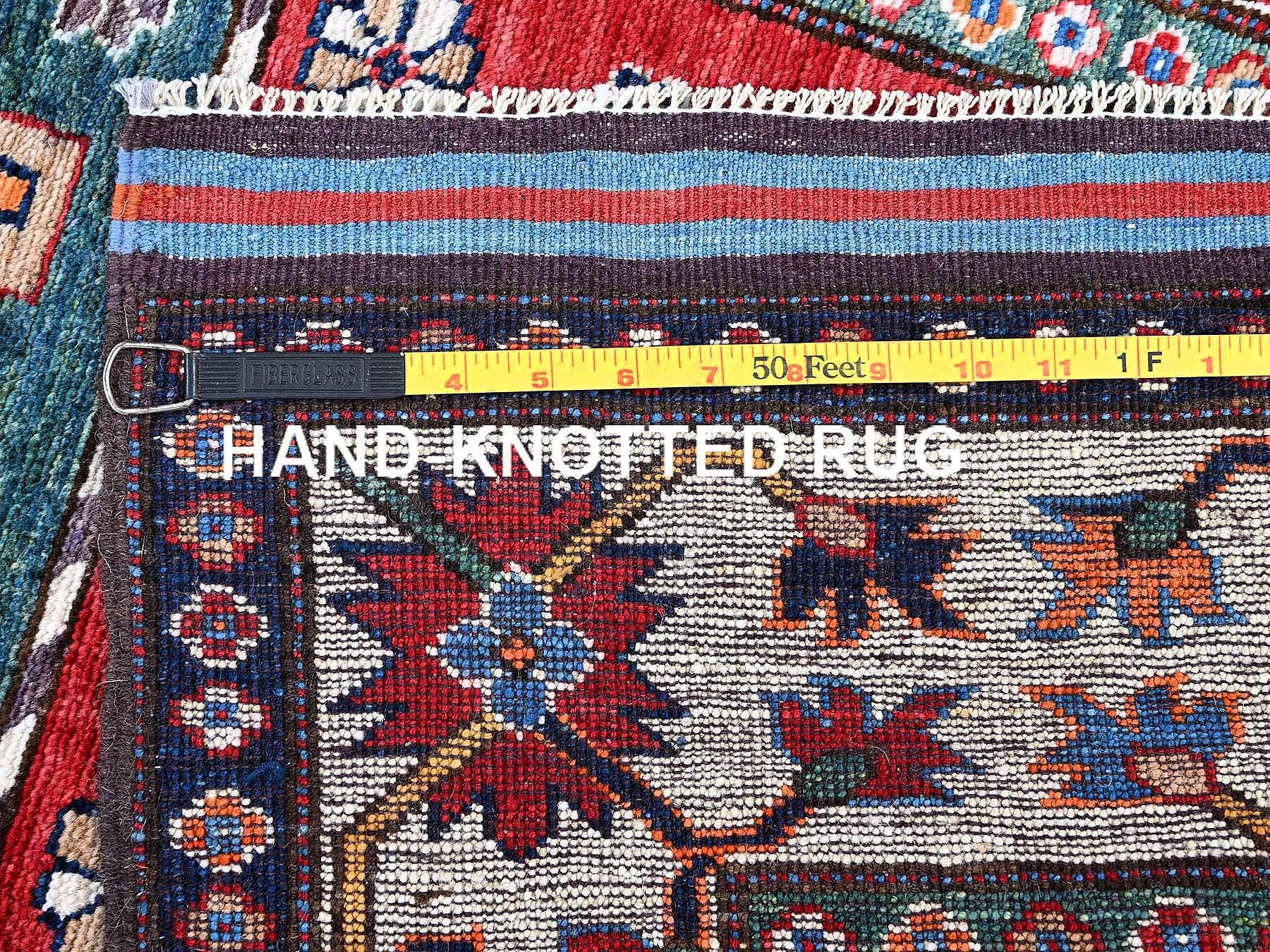 Ersari Kazak hand-knotted wool runner in Red & Ivory, 2'8" x 7'7" — SKU O0617 (view 7)