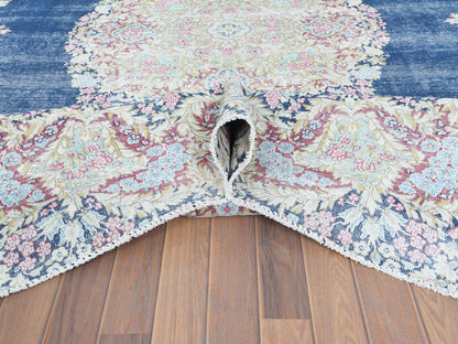 Blue 8'6" x 11'2" Vintage Hand knotted Wool Rug - Sku: O061801