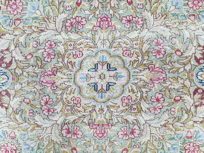 Kerman Vintage hand-knotted worn wool rug in Blue & Ivory, 8'6" x 11'2" — SKU O061801 (view 8)