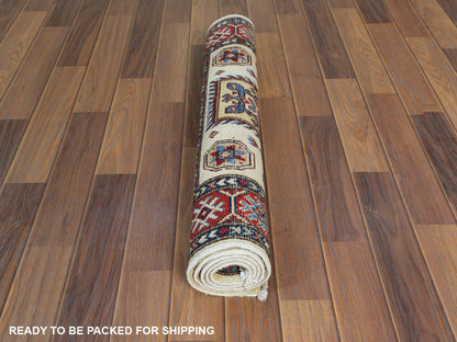 Ivory 3'0" x 4'7" Kazak Hand knotted Wool Rug - Sku: O061809