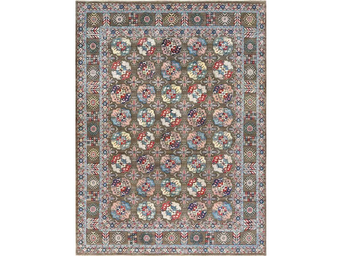Kazak Kazak hand-knotted wool rug in Brown & Gray, 9'7" x 12'9" — SKU O061830