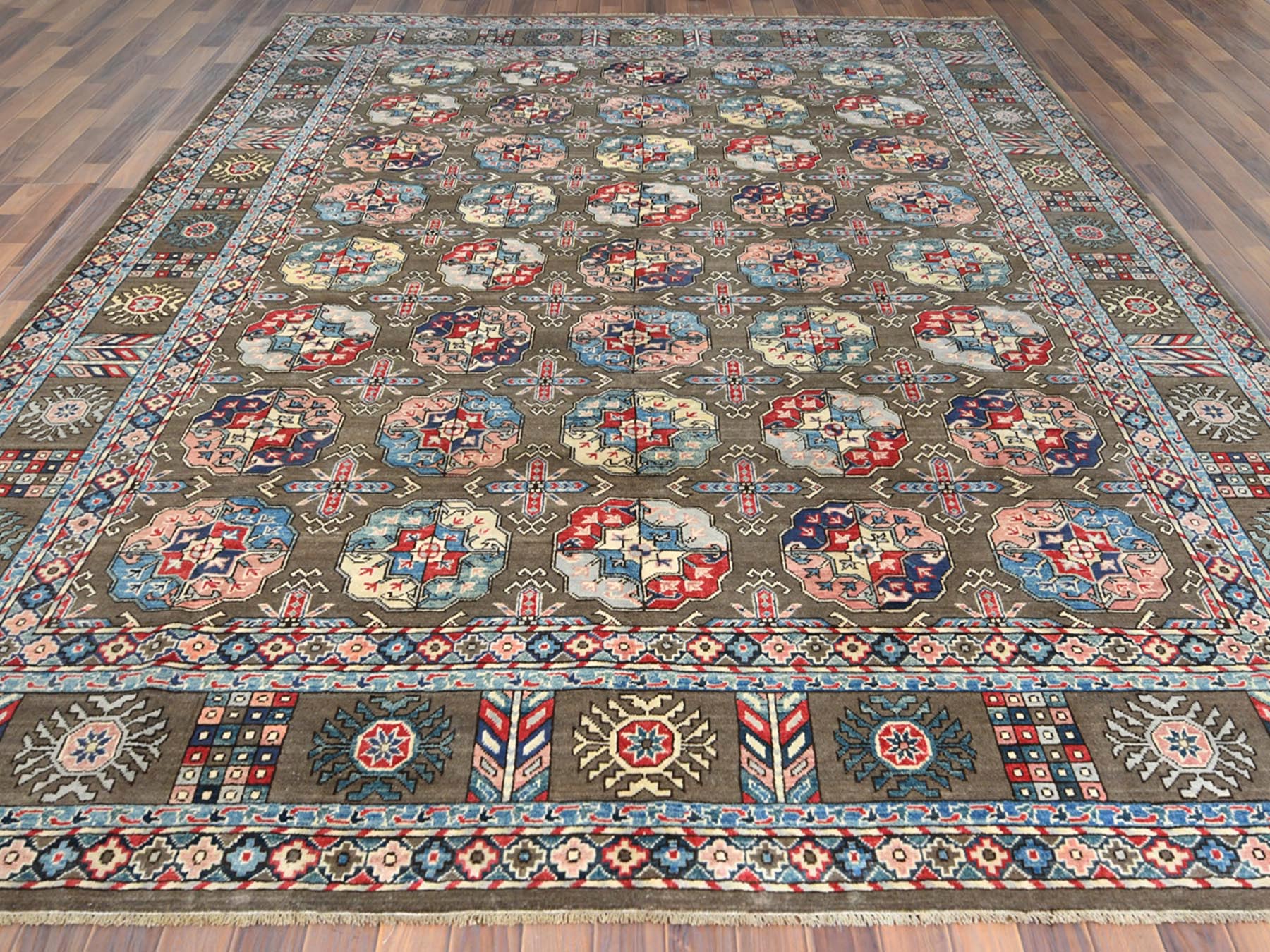Kazak Kazak hand-knotted wool rug in Brown & Gray, 9'7" x 12'9" — SKU O061830 (view 2)