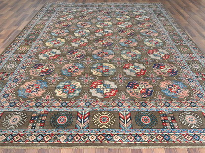 Kazak Kazak hand-knotted wool rug in Brown & Gray, 9'7" x 12'9" — SKU O061830 (view 2)