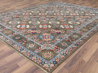 Brown 9'7" x 12'9" Kazak Hand knotted Wool Rug - Sku: O061830