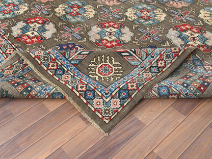 Kazak Kazak hand-knotted wool rug in Brown & Gray, 9'7" x 12'9" — SKU O061830 (view 6)