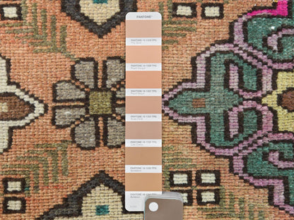 Vintage hand-knotted worn wool runner in Orange, 3'3" x 10' — SKU O061883 (view 4)