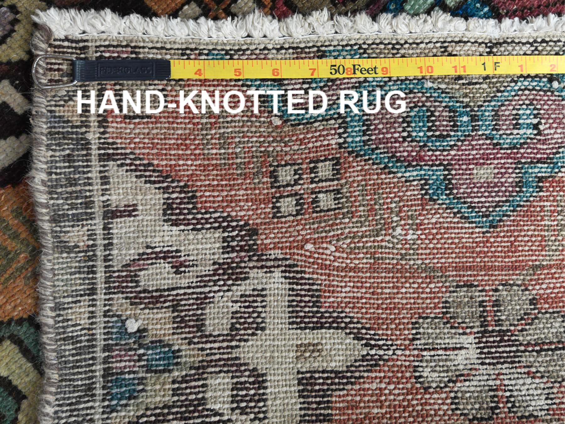Vintage hand-knotted worn wool runner in Orange, 3'3" x 10' — SKU O061883 (view 7)