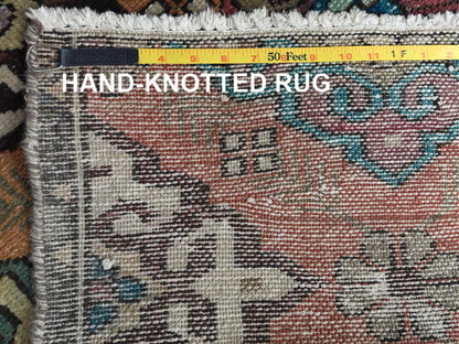 Vintage hand-knotted worn wool runner in Orange, 3'3" x 10' — SKU O061883 (view 7)