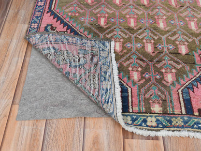 Hamadan Vintage hand-knotted worn wool runner in Pink & Hot Pink, 2'8" x 8'10" — SKU O061884 (view 3)