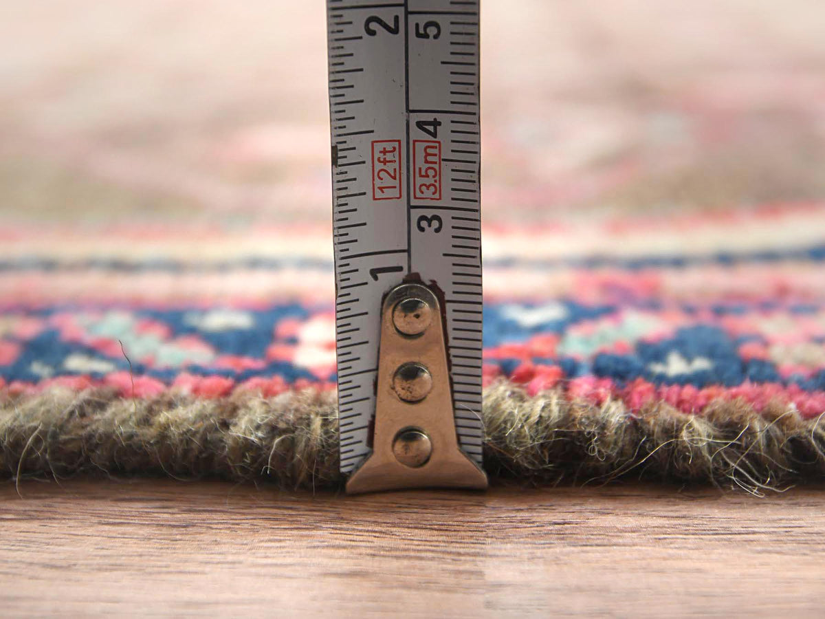 Hamadan Vintage hand-knotted worn wool runner in Pink & Hot Pink, 2'8" x 8'10" — SKU O061884 (view 6)