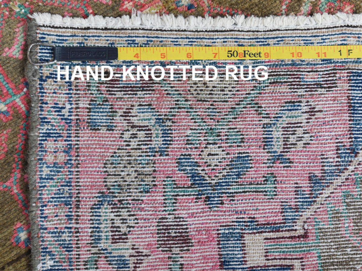 Hamadan Vintage hand-knotted worn wool runner in Pink & Hot Pink, 2'8" x 8'10" — SKU O061884 (view 7)