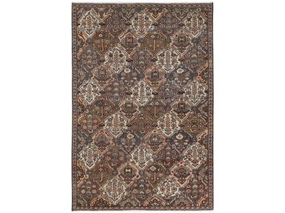 Brown 5'7" x 8'5" Vintage Hand knotted Wool Rug - Sku: O061907