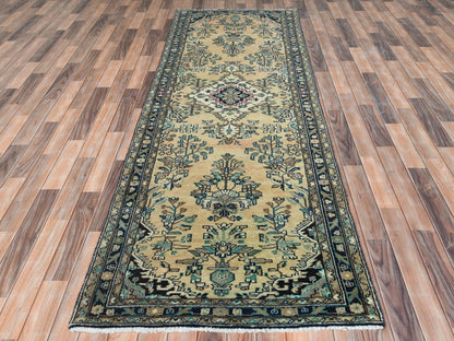 Brown 3'5" x 10'1" Vintage Hand knotted Wool Rug - Sku: O061944