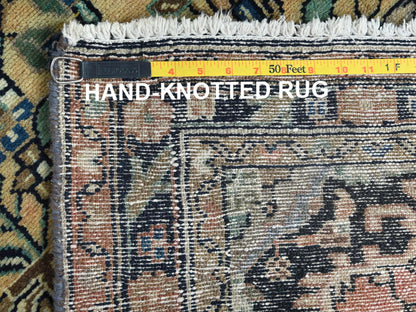 Brown 3'5" x 10'1" Vintage Hand knotted Wool Rug - Sku: O061944