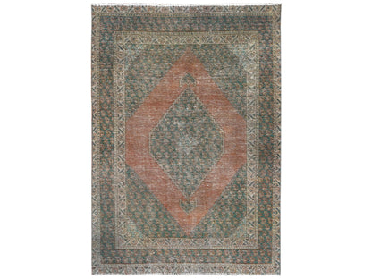 Brown 4'1" x 6'0" Vintage Hand knotted Wool Rug - Sku: O061953