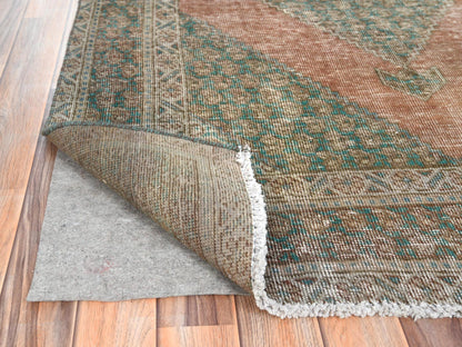 Brown 4'1" x 6'0" Vintage Hand knotted Wool Rug - Sku: O061953