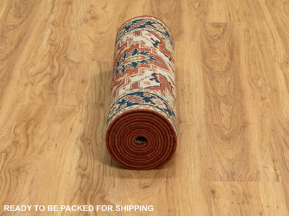 Red 2'6" x 12'2" Traditional Hand knotted Wool Rug - Sku: O062011