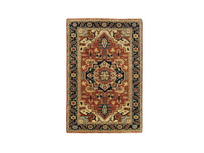 Red 3'1" x 5'2" Traditional Hand knotted Wool Rug - Sku: O062018