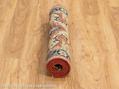 Red 3'1" x 5'2" Traditional Hand knotted Wool Rug - Sku: O062018