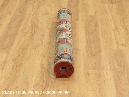Red 4'1" x 6'0" Traditional Hand knotted Wool Rug - Sku: O062021