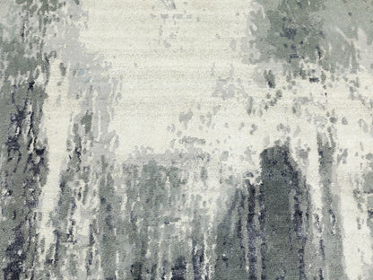Grey 4'3" x 10'0" Modern / Contemporary Hand knotted Wool/Silk Rug - Sku: O062024