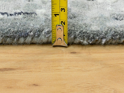 Grey 4'3" x 10'0" Modern / Contemporary Hand knotted Wool/Silk Rug - Sku: O062024