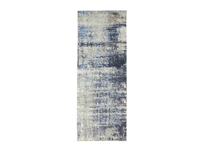 Grey 4'0" x 11'9" Modern / Contemporary Hand knotted Wool/Silk Rug - Sku: O062037