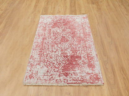 Pink 3'0" x 5'0" Transitional Hand knotted Wool/Silk Rug - Sku: O062043