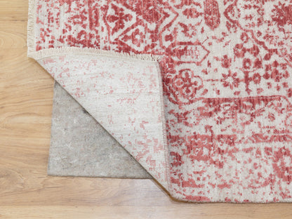 Pink 3'0" x 5'0" Transitional Hand knotted Wool/Silk Rug - Sku: O062043