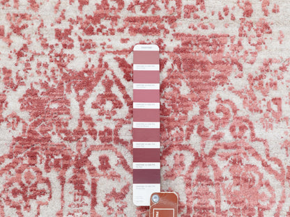 Pink 3'0" x 5'0" Transitional Hand knotted Wool/Silk Rug - Sku: O062043