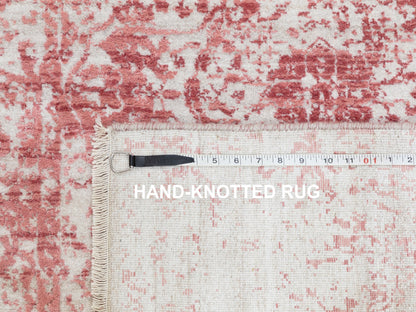 Pink 3'0" x 5'0" Transitional Hand knotted Wool/Silk Rug - Sku: O062043