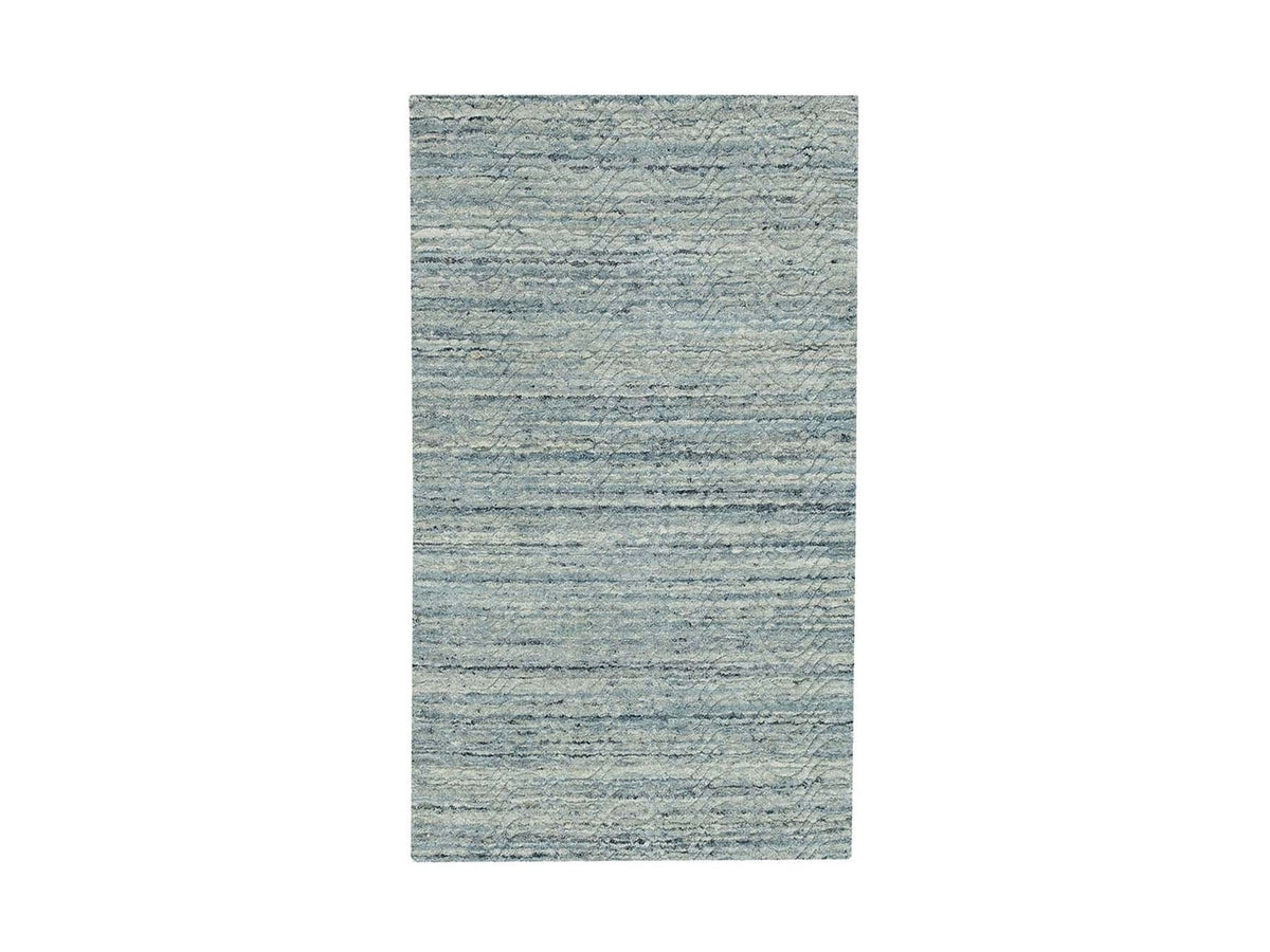 Modern / Contemporary hand-knotted wool rug in Green, 2'10" x 5' — SKU O062050