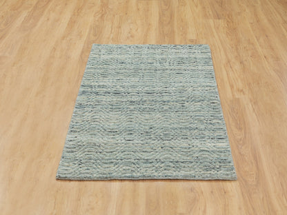 Modern / Contemporary hand-knotted wool rug in Green, 2'10" x 5' — SKU O062050 (view 2)