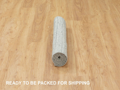 Modern / Contemporary hand-knotted wool rug in Green, 2'10" x 5' — SKU O062050 (view 6)