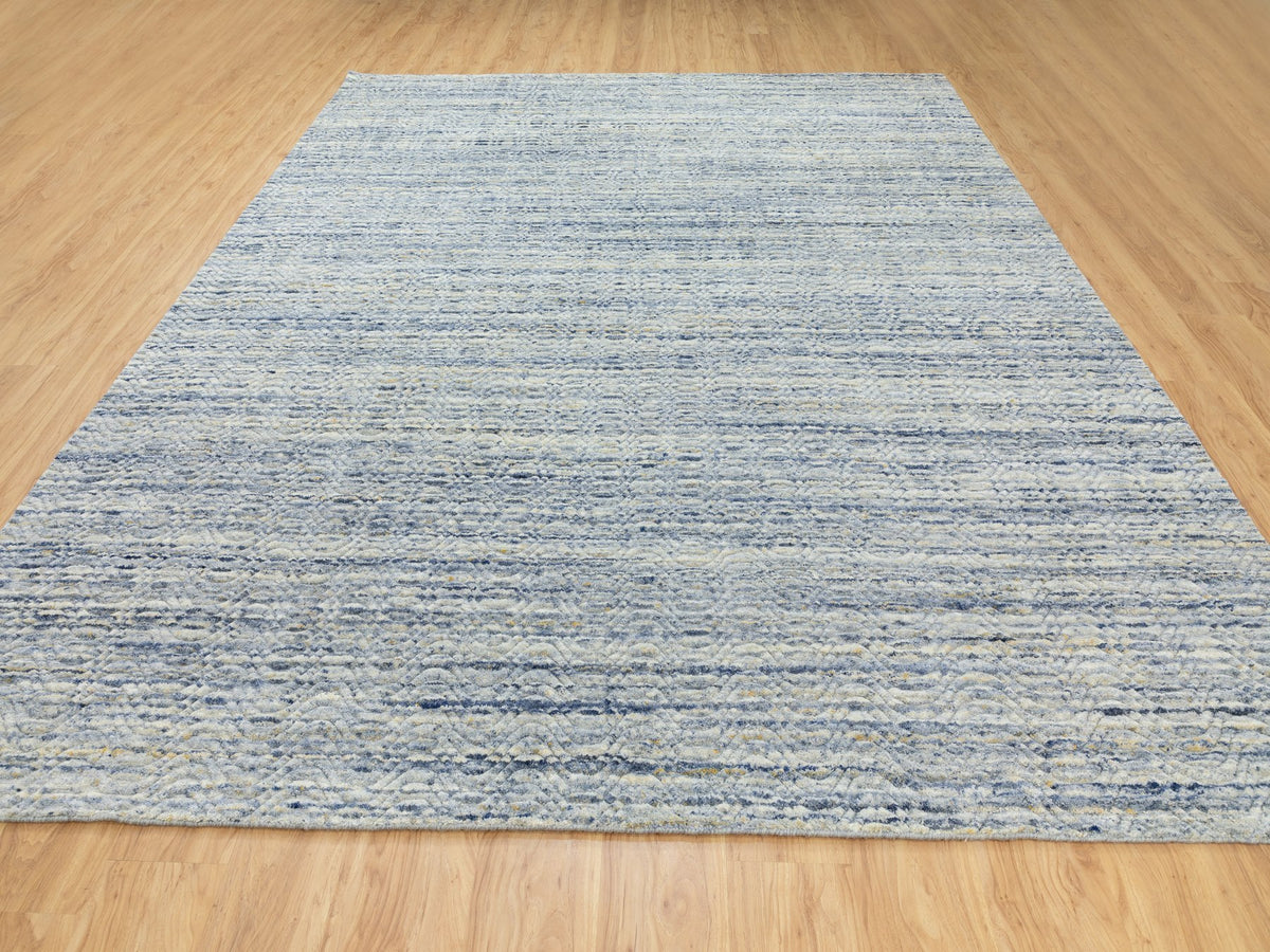Modern / Contemporary hand-knotted wool rug in Blue, 9' x 11'9", SKU O062051 (view 2)
