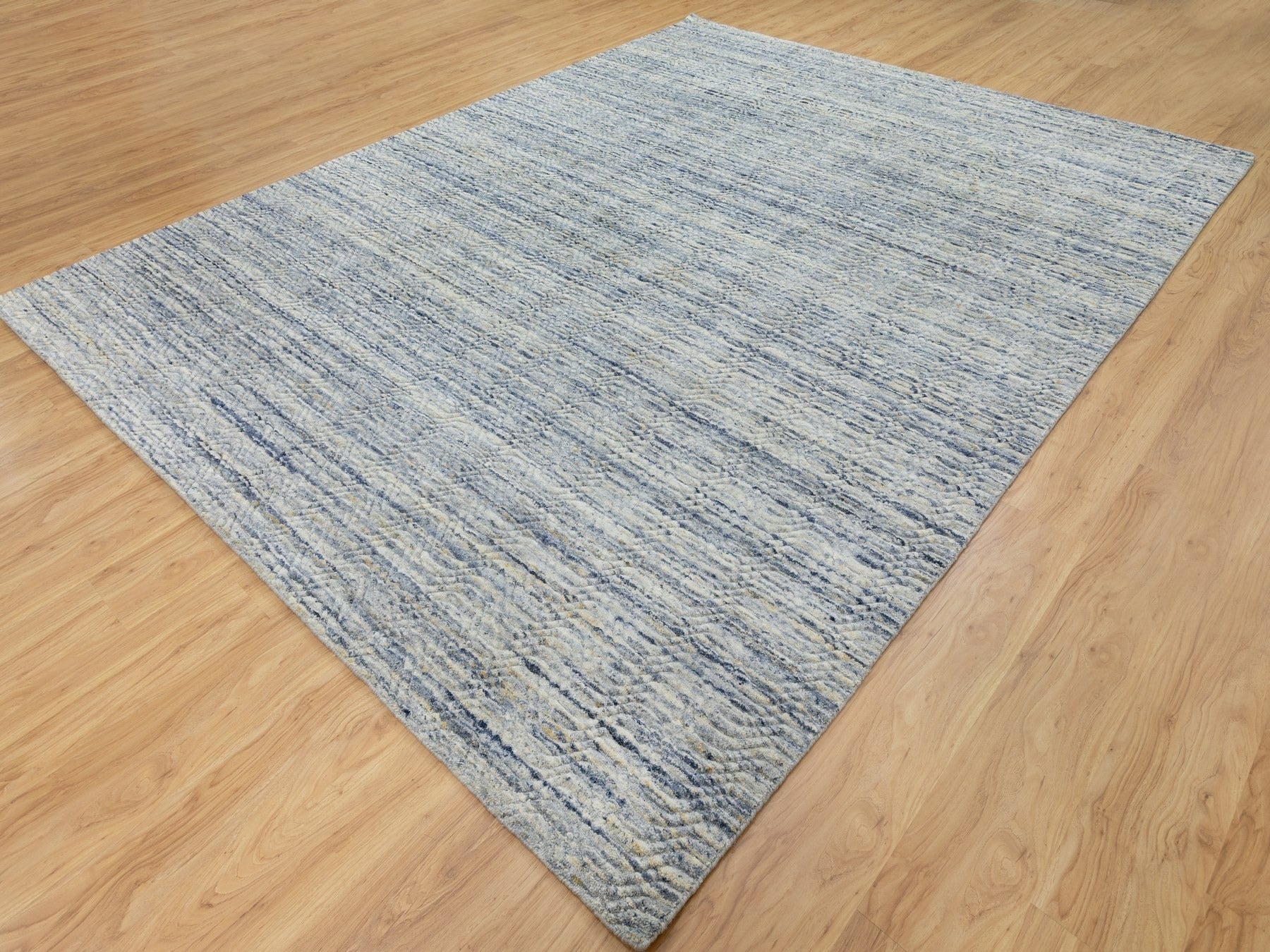 Modern / Contemporary hand-knotted wool rug in Blue, 9' x 11'9", SKU O062051 (view 3)