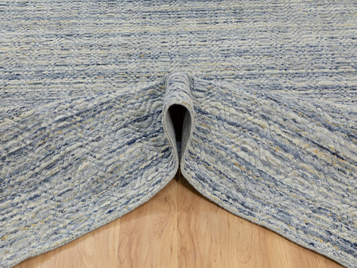 Modern / Contemporary hand-knotted wool rug in Blue, 9' x 11'9", SKU O062051 (view 5)
