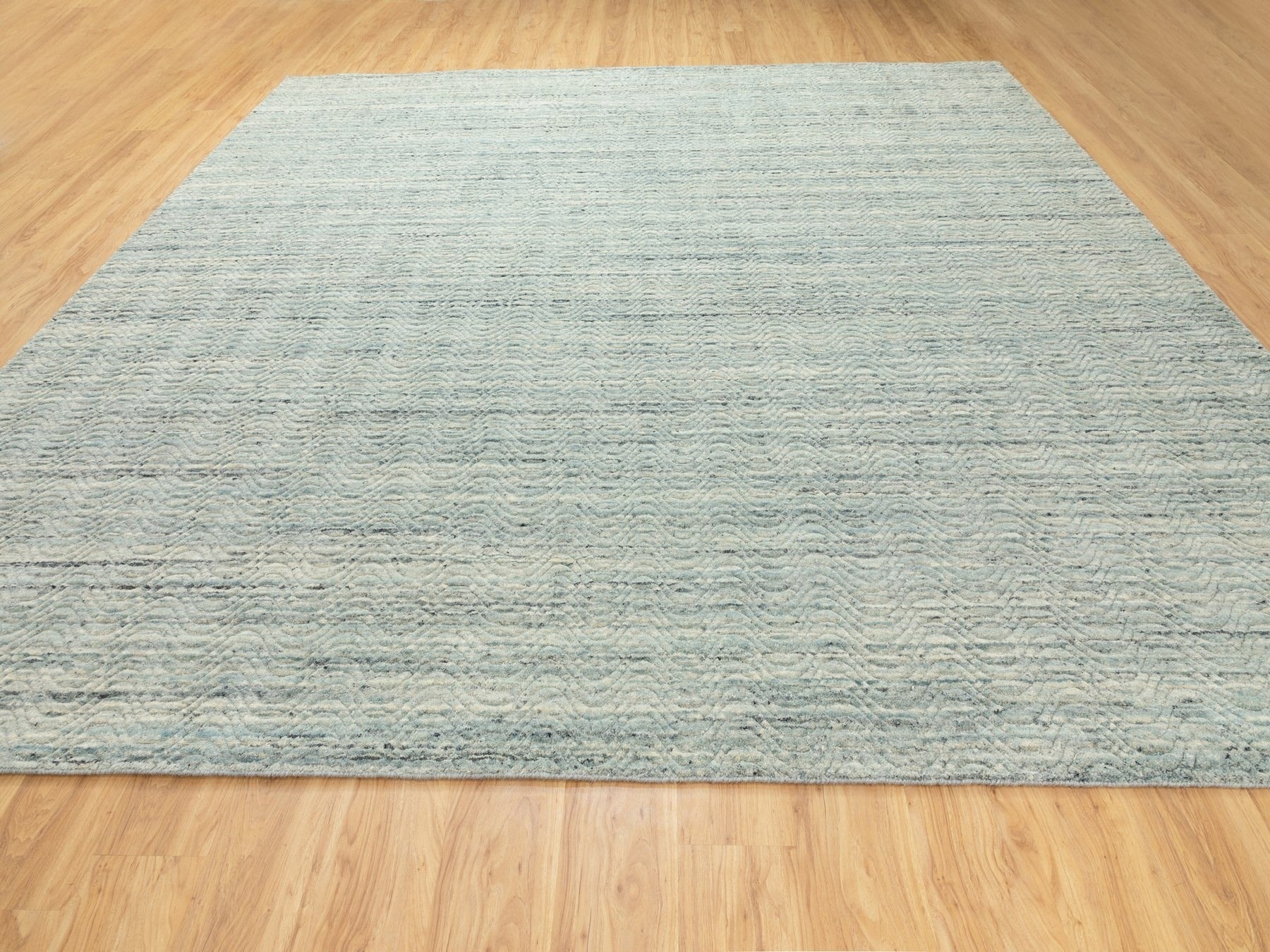 Modern / Contemporary hand-knotted wool rug in Green, 11'9" x 11'10" — SKU O062052 (view 3)