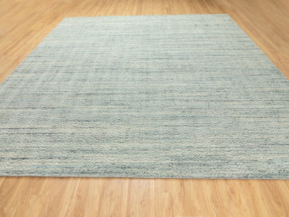 Modern / Contemporary hand-knotted wool rug in Green, 11'9" x 11'10" — SKU O062052 (view 3)