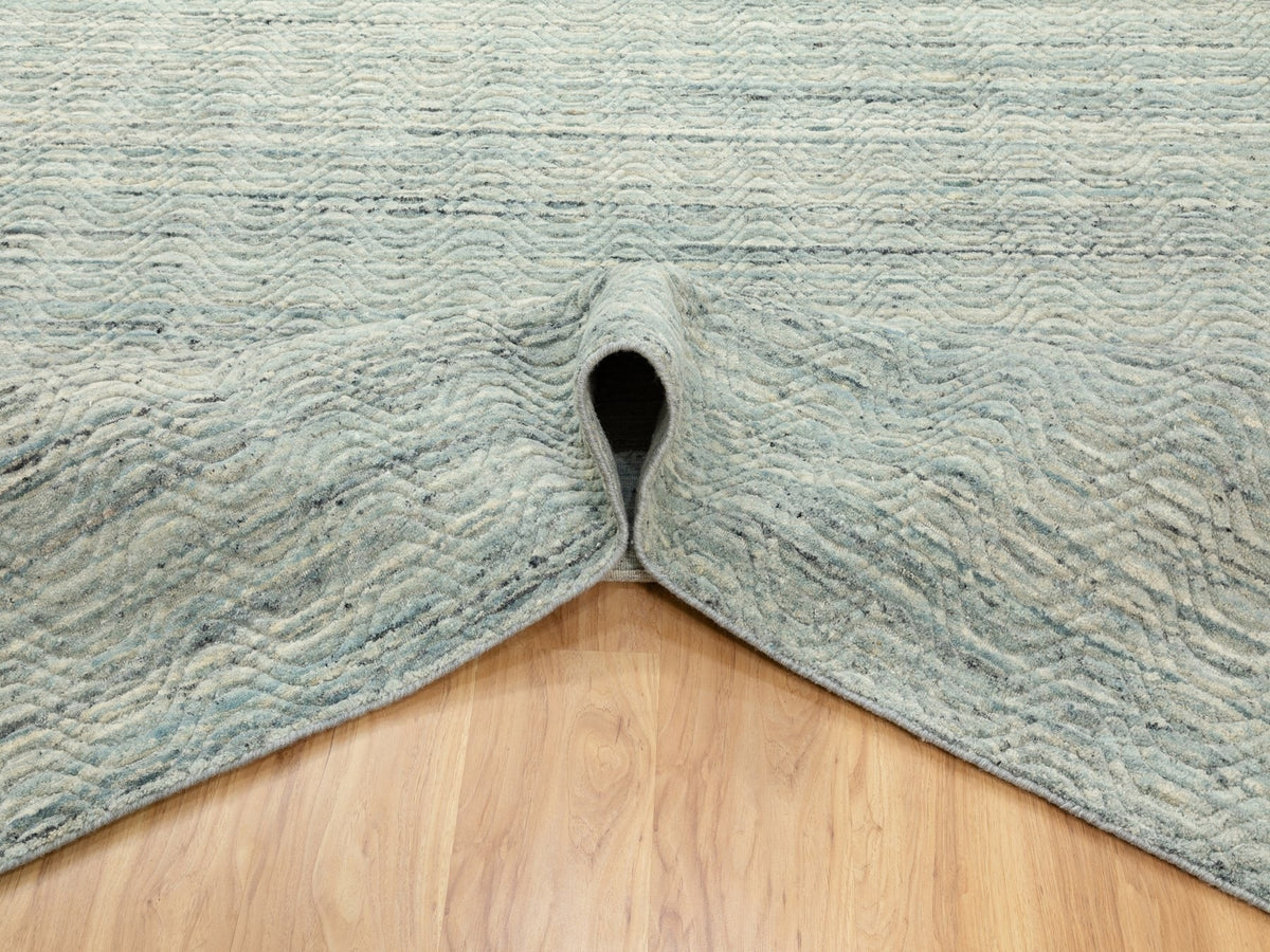 Modern / Contemporary hand-knotted wool rug in Green, 11'9" x 11'10" — SKU O062052 (view 6)