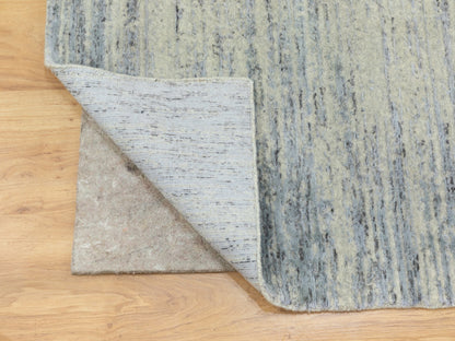Grey 6'1" x 9'0" Hand Loomed Handloom Wool Rug - Sku: O062056