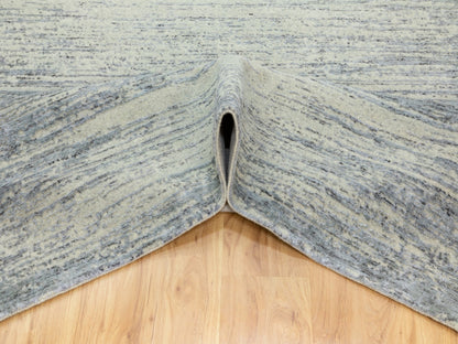 Grey 6'1" x 9'0" Hand Loomed Handloom Wool Rug - Sku: O062056