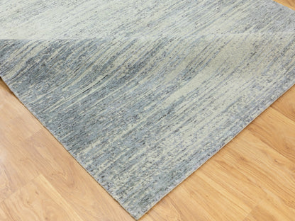 Grey 6'1" x 9'0" Hand Loomed Handloom Wool Rug - Sku: O062056