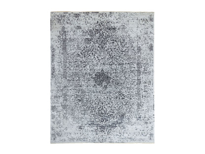 Transitional hand-knotted wool/pure silk rug in Gray, 8' x 10'1" — SKU O062058