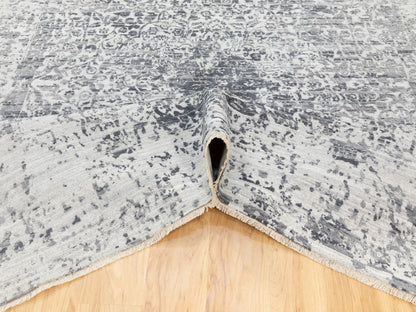 Grey 8'0" x 10'1" Transitional Hand knotted Wool/Silk Rug - Sku: O062058