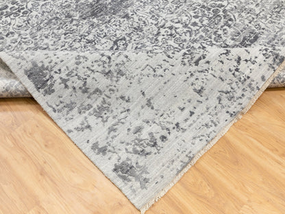 Grey 8'0" x 10'1" Transitional Hand knotted Wool/Silk Rug - Sku: O062058