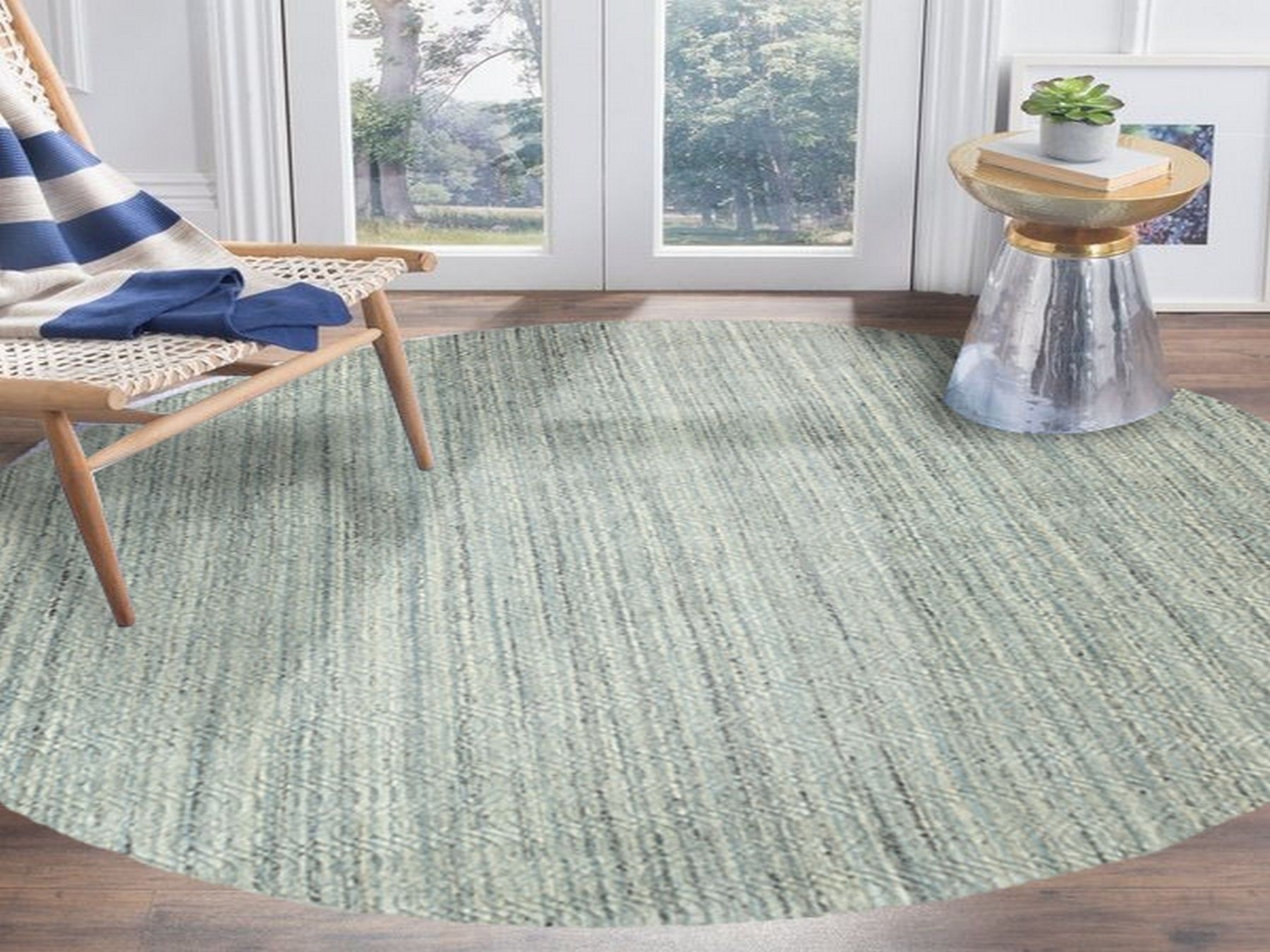 Modern / Contemporary hand-knotted wool rug in Green, 9'10" x 10' — SKU O062062 (view 2)