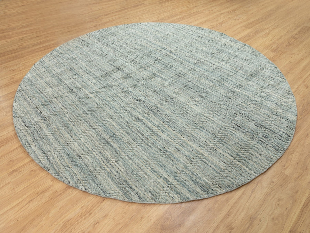Modern / Contemporary hand-knotted wool rug in Green, 9'10" x 10' — SKU O062062 (view 4)