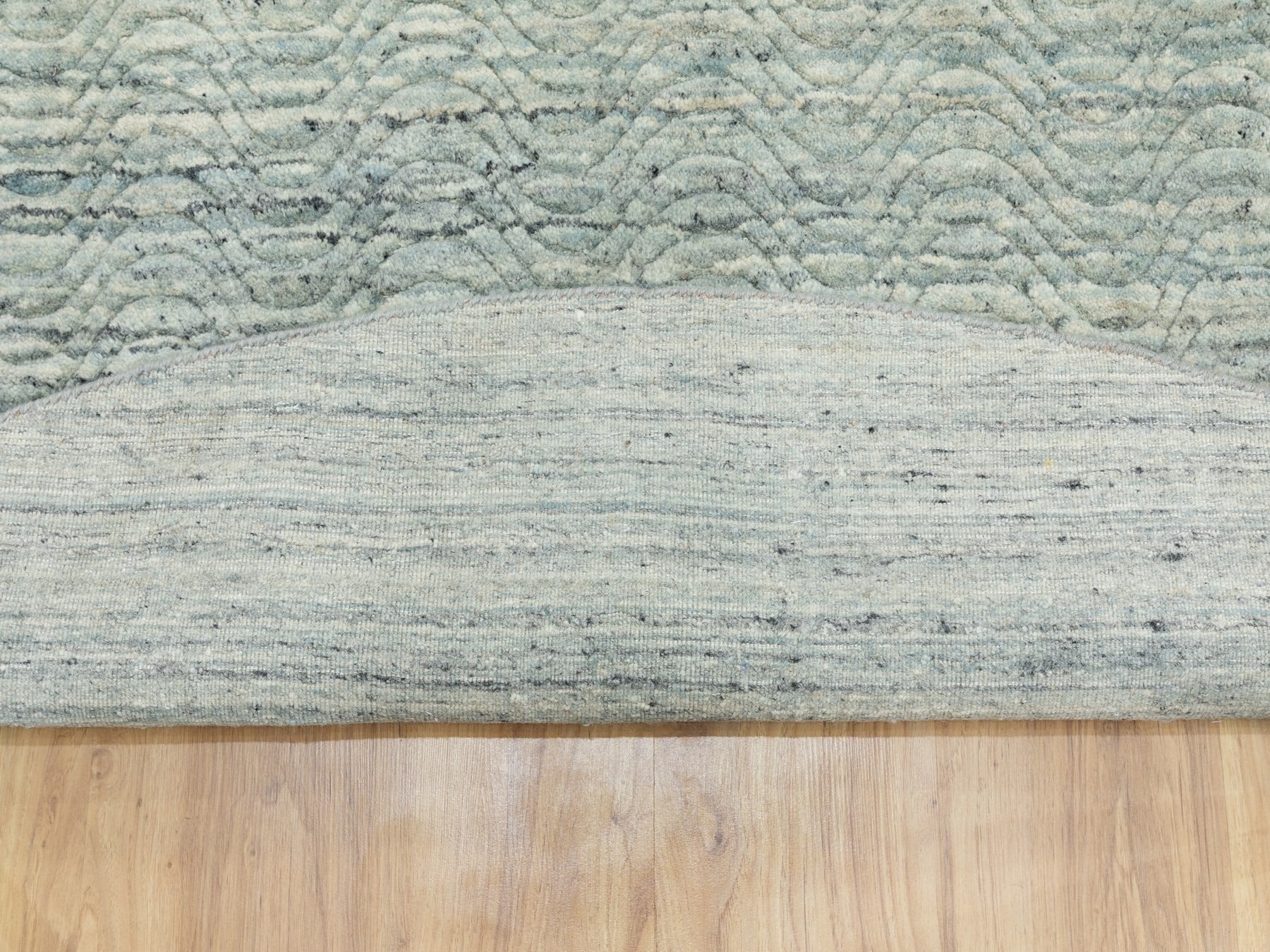 Modern / Contemporary hand-knotted wool rug in Green, 9'10" x 10' — SKU O062062 (view 5)