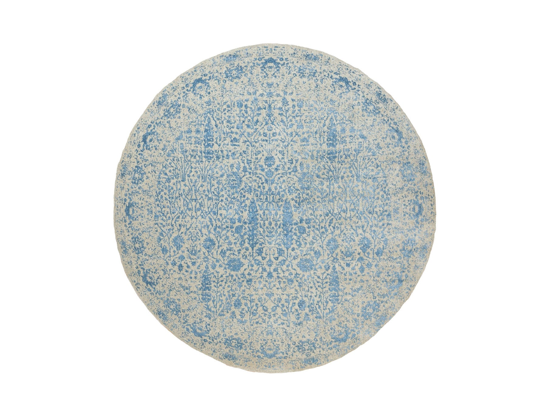 Transitional hand-knotted wool/silk rug in Blue, 9'10" x 9'10" — SKU O062066